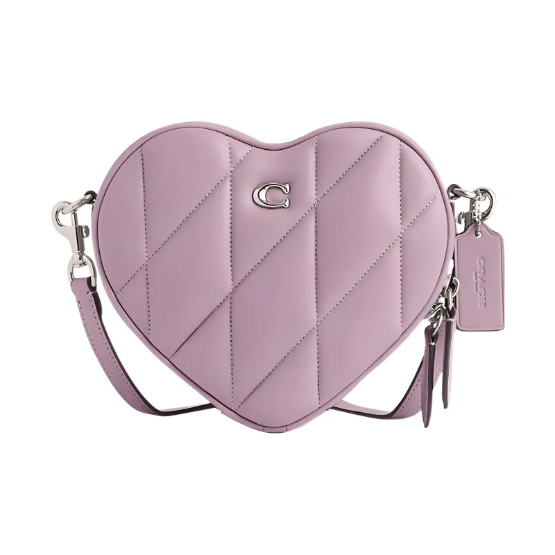 COACH Heart Quilted Leather Heart Bag, Shoulder Bag, Crossbody Bag Trumpets Women's Purple-0