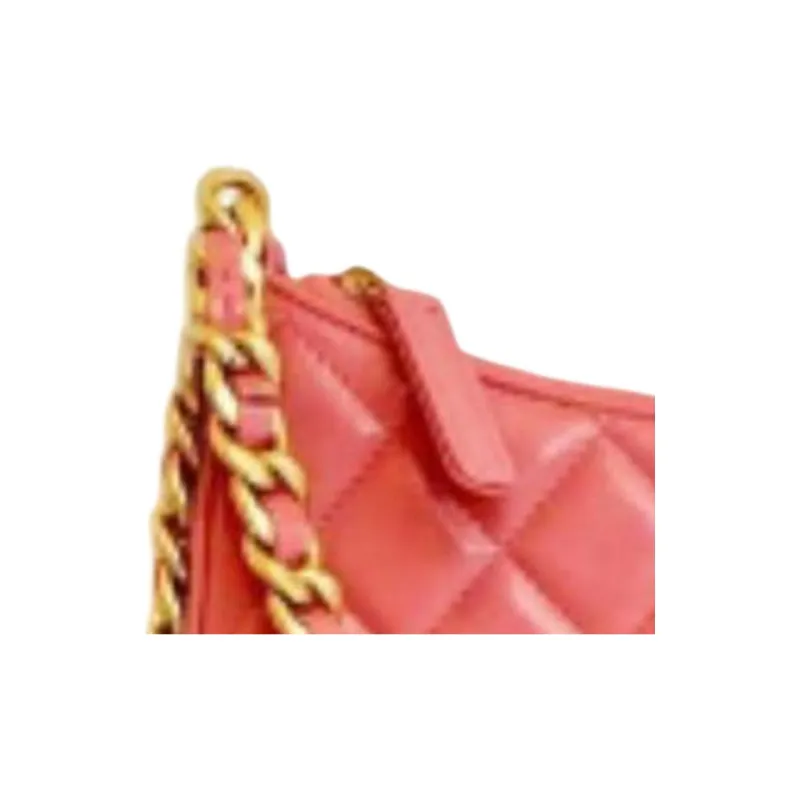 CHANEL Bright Lambskin Hobo Bag, Shoulder Bag, Handbag Trumpets Women's Pink-2