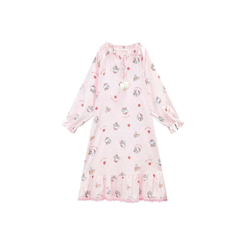GUKOO x Hello Kitty/, Sanrio Series Nightgown Women's Pastel Pink-0