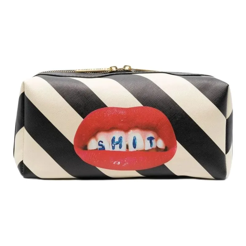 SELETTI Toilet Paper Stripe print Wash Bag-1