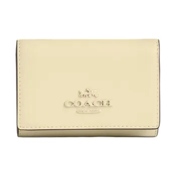 COACH Micro Refined Calfskin Wallet Mini Women's Light Yellow