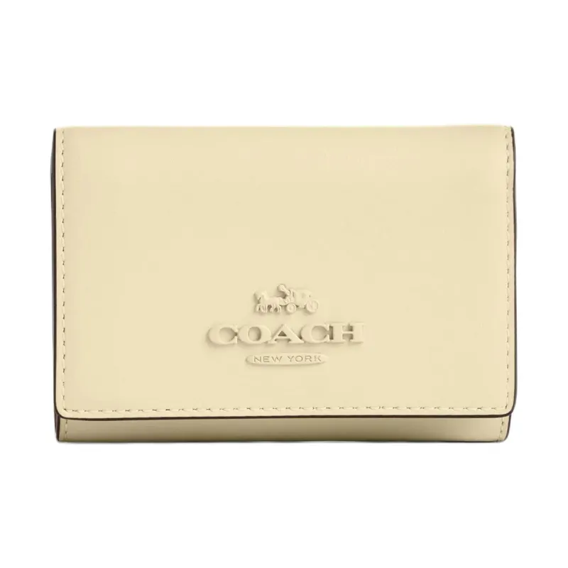 COACH Micro Refined Calfskin Wallet Mini Women's Light Yellow-0