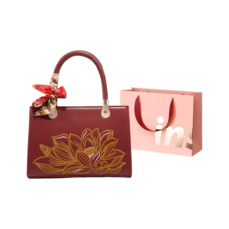 WHEELY BABY+ PU One Shoulder Handbags Women's Cyan Lotus Black/Cyan Lotus Red/Cyan Lotus Apricot/Cyan Lotus White-7