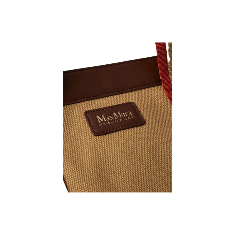 MaxMara Cotton Tote Bag, Shopping Bag, Handbag Women's Brown-2