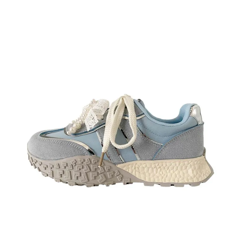 Than Than Me Anti Slip Wear Resistant Low Top Skateboard Shoes Women's Blue-0