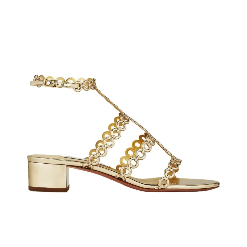 AQUAZZURA Infinity Chain Roman Sandals 3.5cm Women's Gold-1