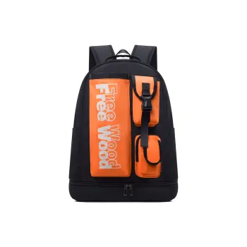 Yalu Nylon Backpack Unisex Orange Red/Yellow/Neon Green