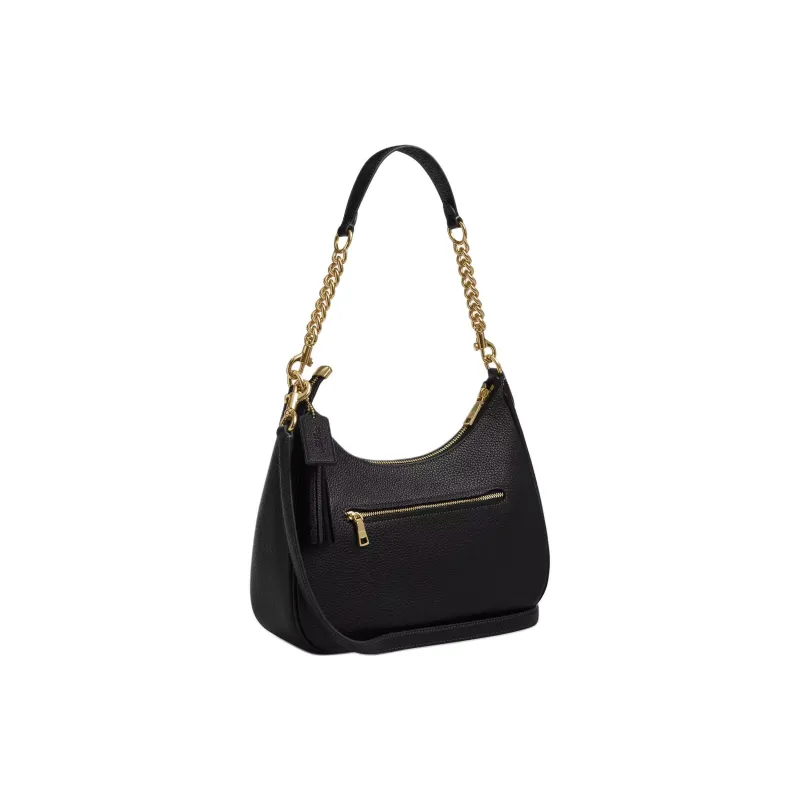 COACH Teri Pebbled Leather Hobo Crossbody Bag, Shoulder Bag Tubas Women's Black-1