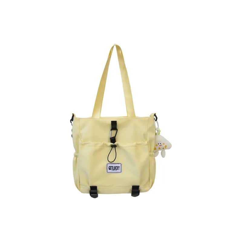 Yalu Nylon Tote Bag, Shoulder Bag Unisex Ecru/Yellow/Blue/Pink-7