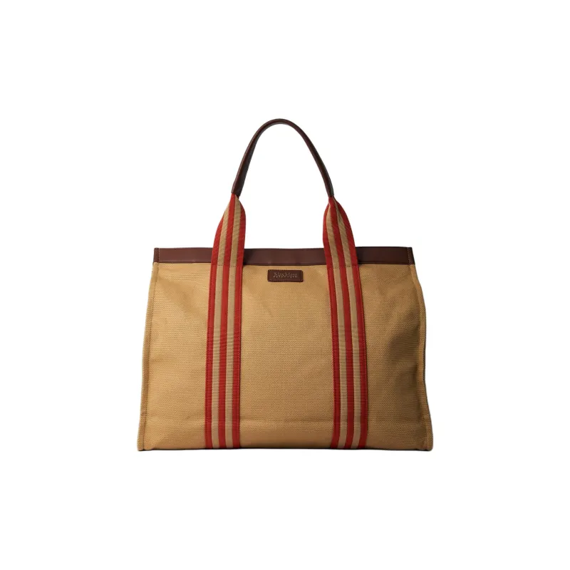 MaxMara Cotton Tote Bag, Shopping Bag, Handbag Women's Brown-1