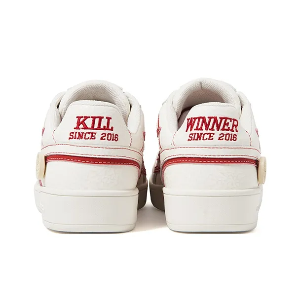 KILLWINNER Anti Slip Wear Resistant Low Top Skateboard Shoes Women's White Red-4