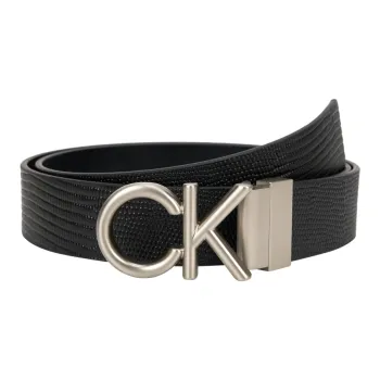 CALVIN KLEIN Split Cow Leather Belts Men's Space Black/Brushed Nickel 3.5cm