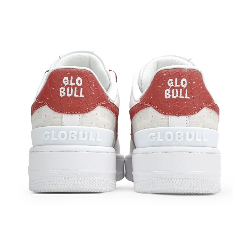 GLO BULL Abrasion Resistant Breathable Height Increasing Low Top Skateboard Shoes Unisex White Red-4