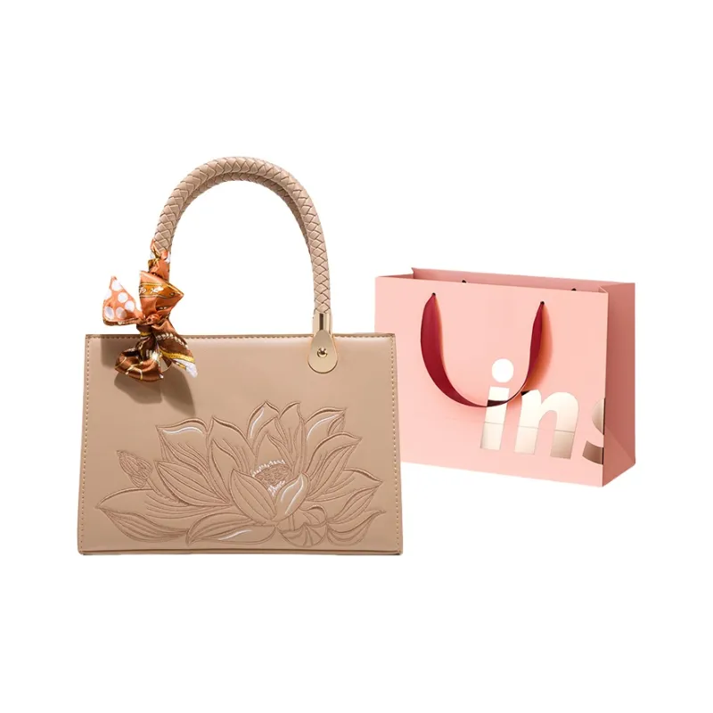 WHEELY BABY+ PU One Shoulder Handbags Women's Cyan Lotus Black/Cyan Lotus Red/Cyan Lotus Apricot/Cyan Lotus White-8