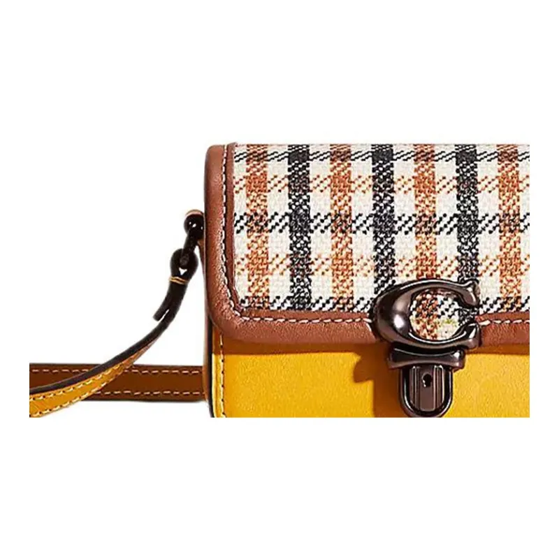 COACH Studio Leather Shoulder Bag, Crossbody Bag Mini Women's Brass Alloy With Linen Accents-3