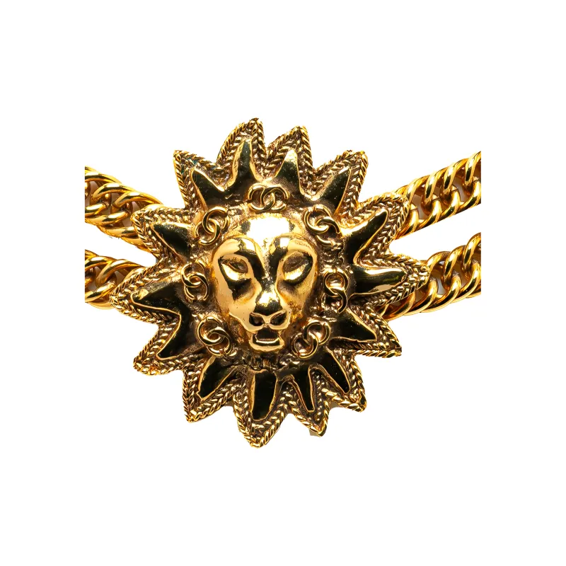 CHANEL 1970-1980 Plated Lion Head Costume Necklace-1