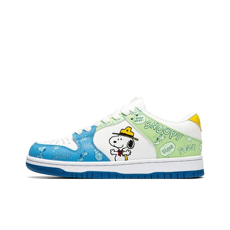 SNOOPY S.Dunk Skateboard Shoes Women's Low Top Blue Green-1