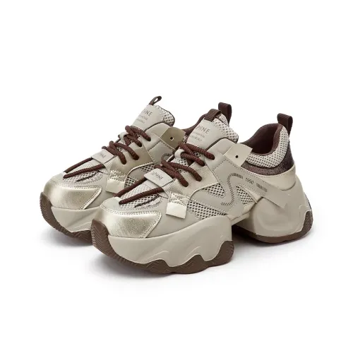 WJA Chunky Sneakers Women's Low Top Gray/Coffee