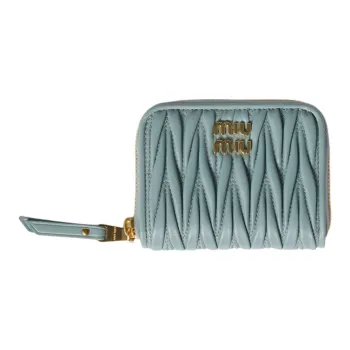 MIU MIU Sheepskin Coin Purse Unisex Light Green