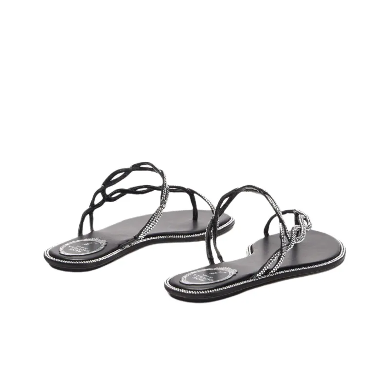 RENE CAOVILLA Slip Resistant Flip Flops Women's Black-3