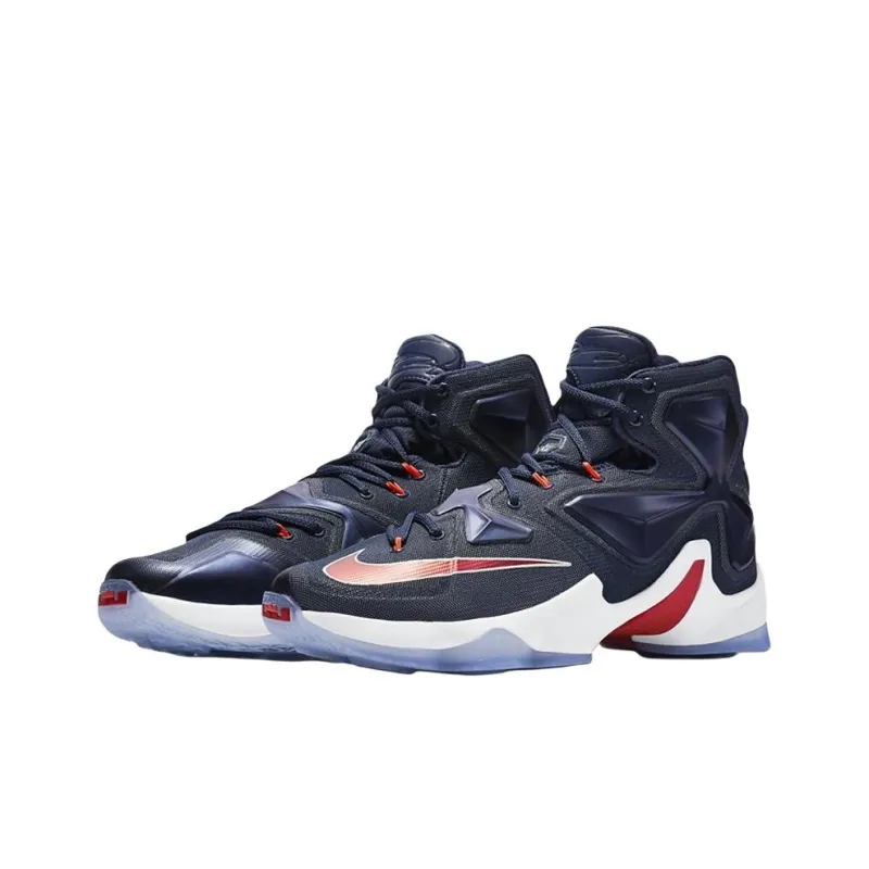 Nike Lebron 13 Anti Slip Wear Resistant High Top Basketball Shoes Men's Marine Blue-2