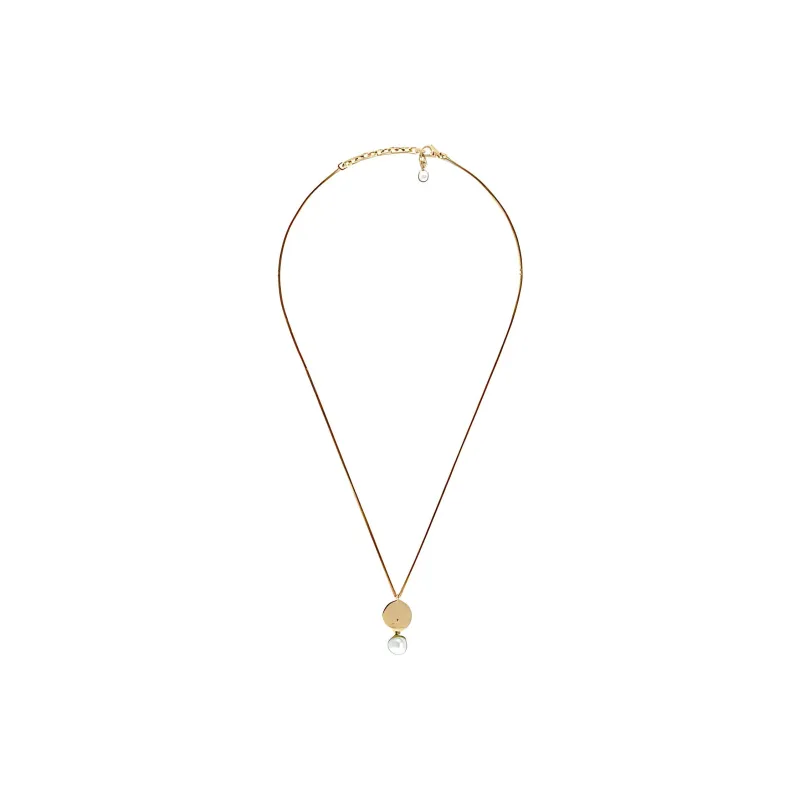 GUCCI Metal Crystal Glass Pearl Necklaces Women's Light Gold-2