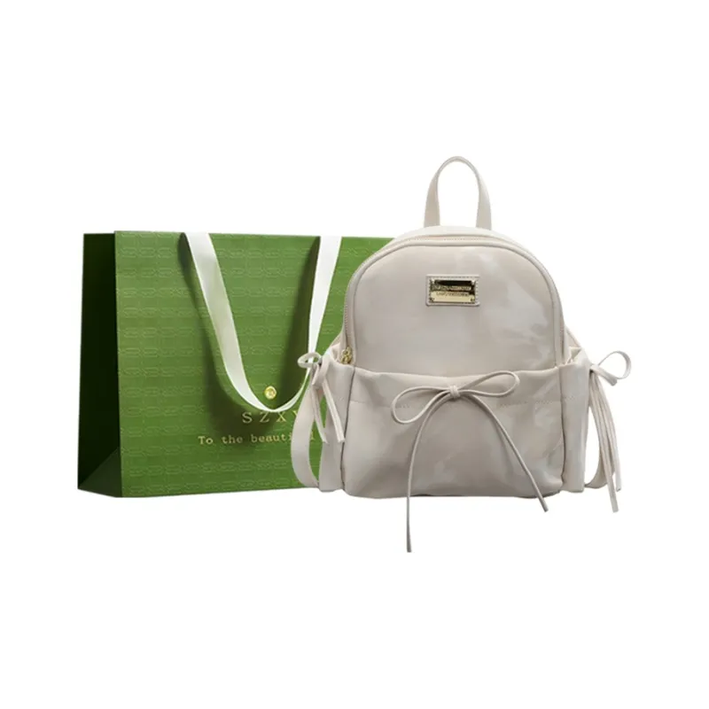 Three Ducklings PU Backpack Women's Ecru/Silver/Pink/Black-0