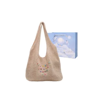 Duoluplo Doron Paul Chunky Yarn Woven Shoulder Bag Women's Khaki/Ecru