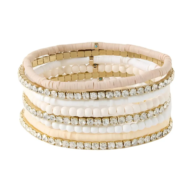 Roxanne Assoulin Glass Brass Rubber Rubber Band Cubic Zirconia Crystal Enamel Bracelets Women's Gold-0