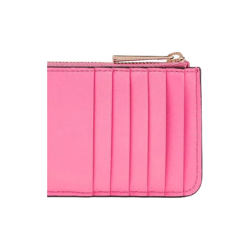 Jimmy Choo Calfskin Card Clip Card Holder Women's Ballet Pink Candy Pink And Light Gold-4