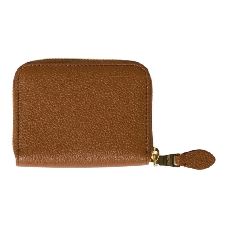 MIU MIU Cow Leather Coin Purse Unisex Brandy-1