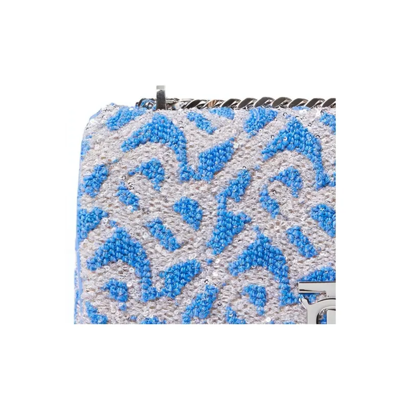 Burberry Lola Bag Cow Leather Shoulder Bag, Crossbody Bag Small Size Women's Blue-4