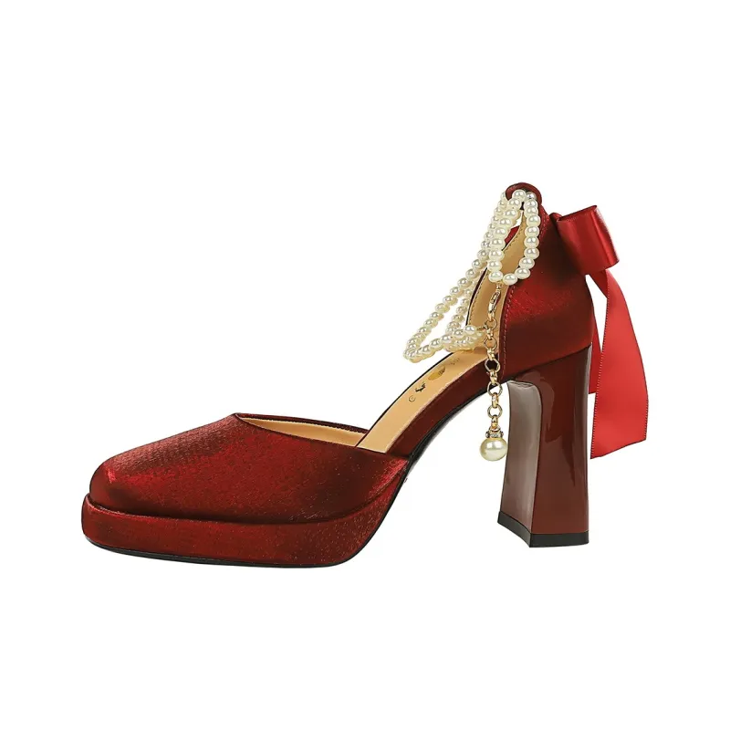 QITUMAUL Chunky Heel High Heels Women's-6