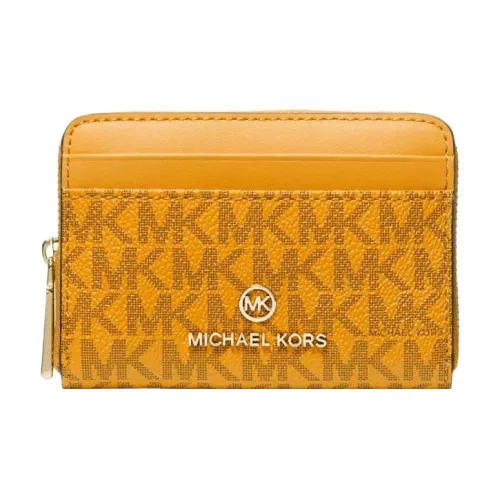 MICHAEL KORS Jet Set Coated Canvas Card Holder Wallet Small Size Women's Gold