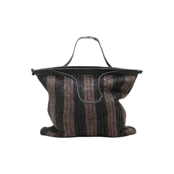 ALYSI Raffia Handbag Large Size Women's Chocolate