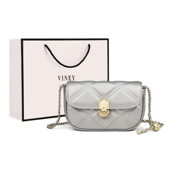 VINEY Cow Leather Shoulder Bag, Crossbody Bag Regular Women's Silver