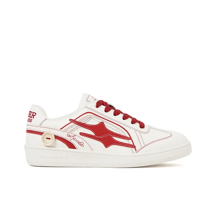 KILLWINNER Anti Slip Wear Resistant Low Top Skateboard Shoes Women's White Red-1
