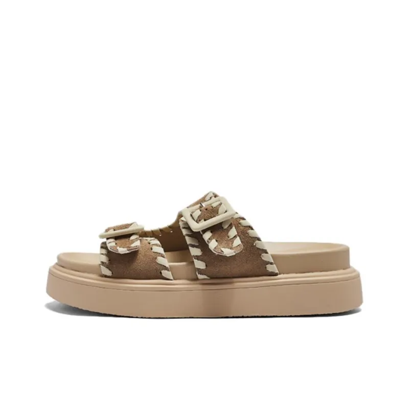 AGSDON Slide Slippers Women's Apricot/Chestnut-4