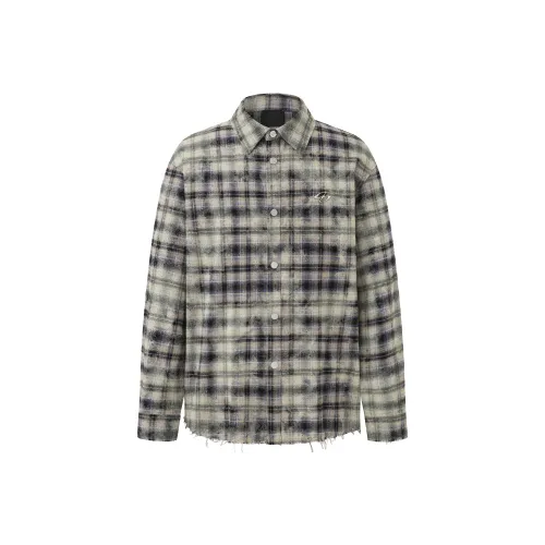 CHINISM Blackwater Series Shirt Unisex Black Plaid Pattern
