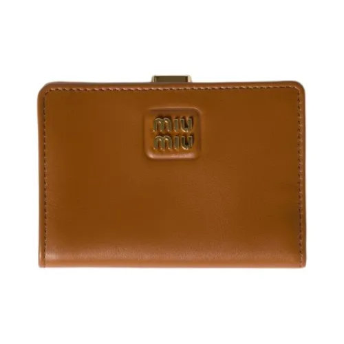 MIU MIU Cow Leather Wallet Women's Brown