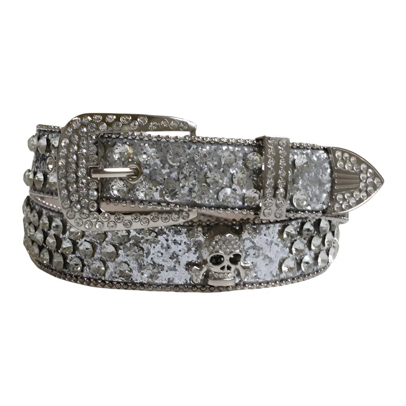 Emperor Penguin Ins Hot Girl Rhinestone Embellished Skeleton Belt Urban Chic Style Y2k Jeans Leather Belts Women's 3cm-1