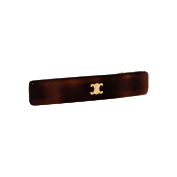 CELINE Brass Hair Clip Women's Dark Tortoiseshell/Gold