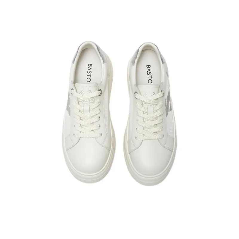 BASTO Slip Resistant Low Top Skateboard Shoes Women's White-2