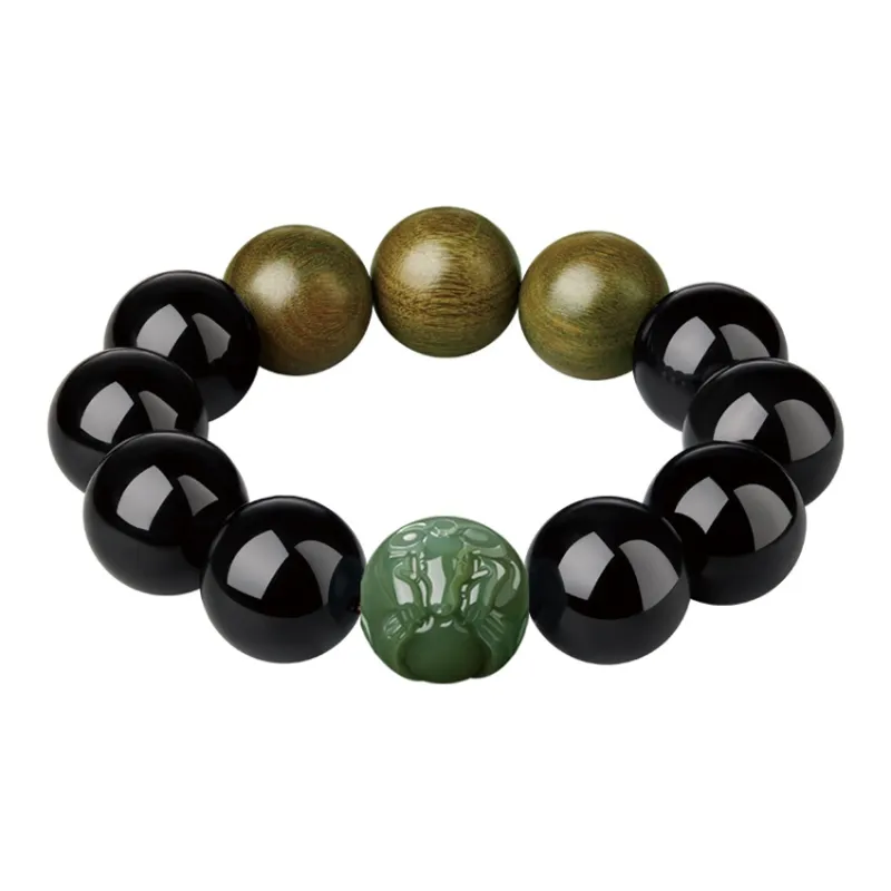Moonstone Edge Obsidian Bracelets Men's-0