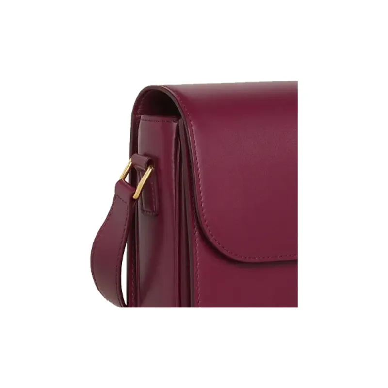 CELINE Cow Leather Shoulder Bag, Handbag, Crossbody Bag, Shoulder Bag Women's Candy Color, Berry Purple-4