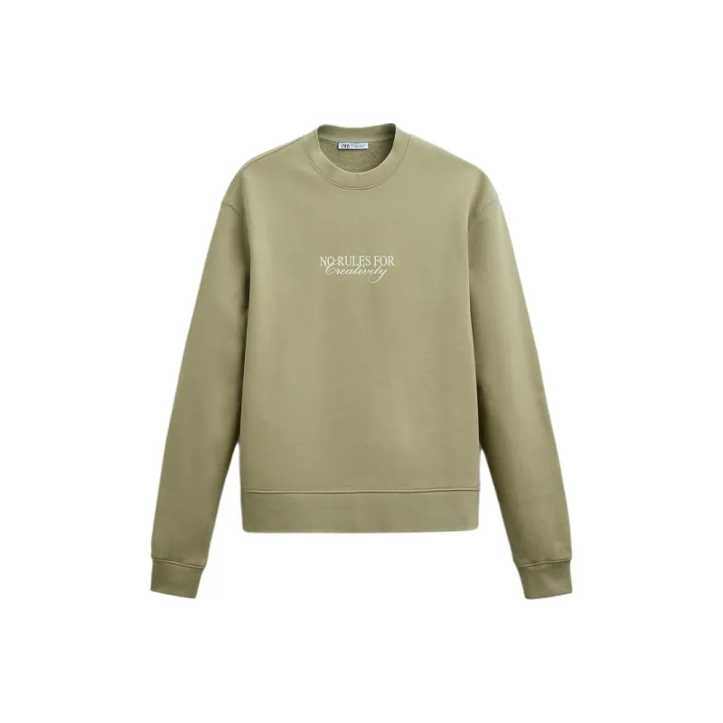 ZARA Sweatshirt Men's Beige/Green-0