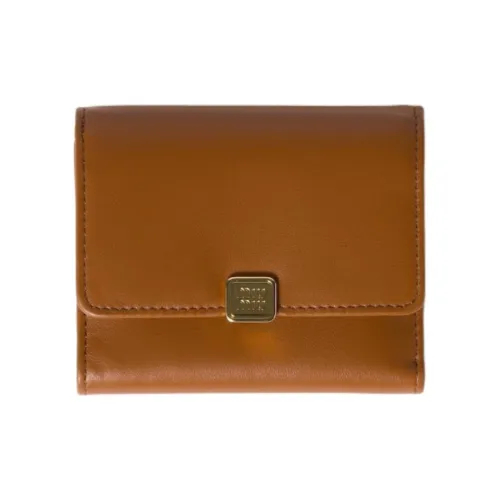 MIU MIU Cow Leather Wallet Women's Brown