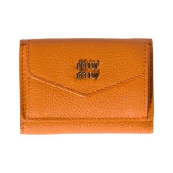 MIU MIU Cow Leather Wallet Small Size Unisex Orange