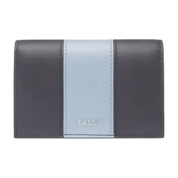 BALLY Cow Leather Card Holder, Wallet Men's Blue & Black