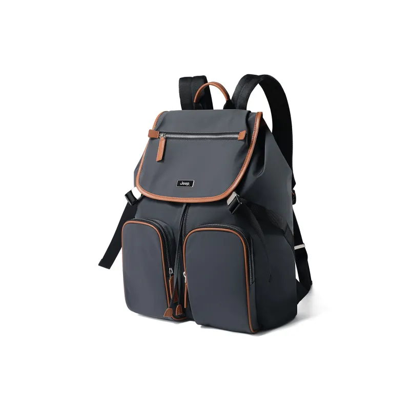 Jeep Polyester With PU Backpack Regular Men's Black/Silver Gray/Khaki-5